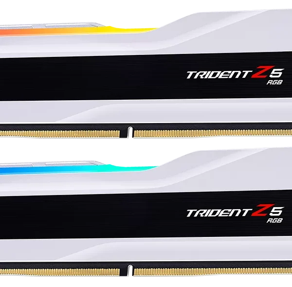premium intel optimized ddr5 rgb memory featuring a clean white design, stable 6000mhz speed, and high quality components.